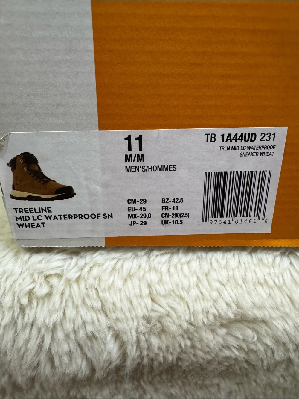 Timberland Men's Waterproof Hiker Boot Wheat/Black Leather Lace-Up US 11
